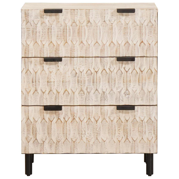 Bufet Finisaj Alb Spălat 60 x 33 x 75 cm Lemn de mango solid - WALTI WALTI