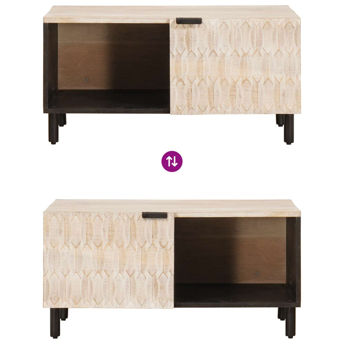 Masă de cafea Alb 80 x 50 x 40 cm Lemn de mango solid WALTI