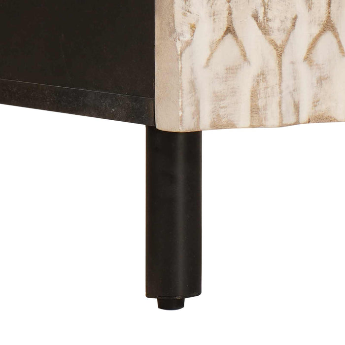 Dulap de noapte Alb 40 x 33 x 46 cm Lemn de mango solid - WALTI WALTI