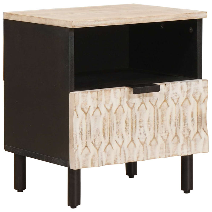 Dulap de noapte Alb 40 x 33 x 46 cm Lemn de mango solid - WALTI WALTI