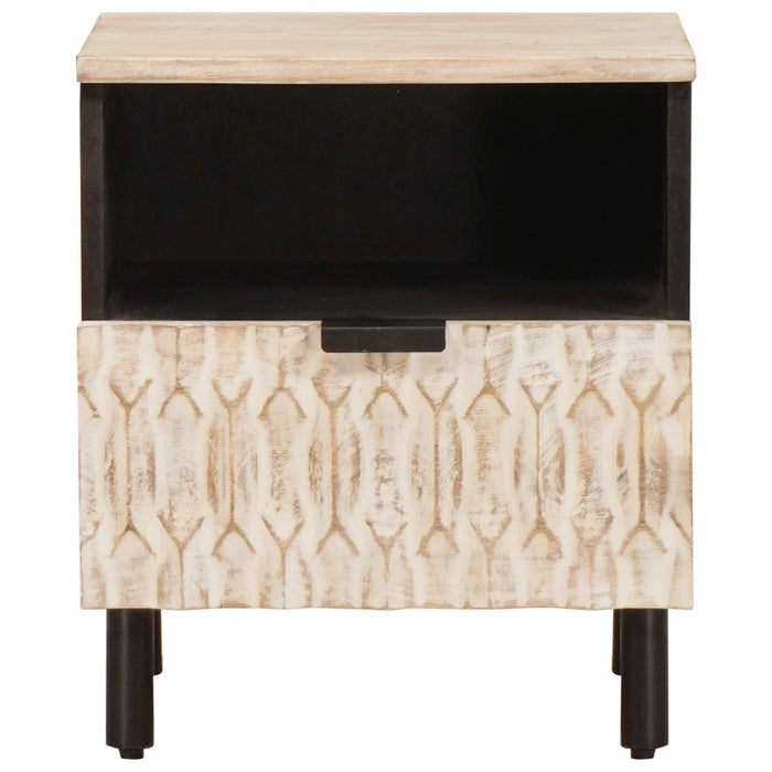 Dulap de noapte Alb 40 x 33 x 46 cm Lemn de mango solid - WALTI WALTI