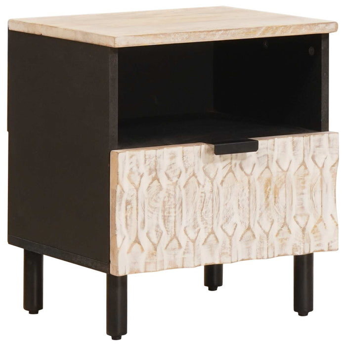 Dulap de noapte 2 pcs Alb 40 x 33 x 46 cm Lemn de mango solid - WALTI WALTI