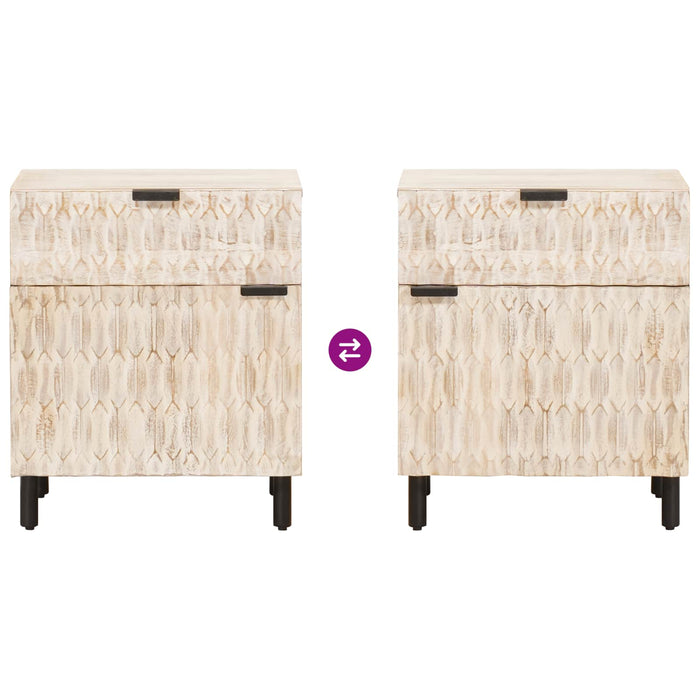 Dulap de noapte Alb 50 x 33 x 60 cm Lemn de mango solid - WALTI WALTI