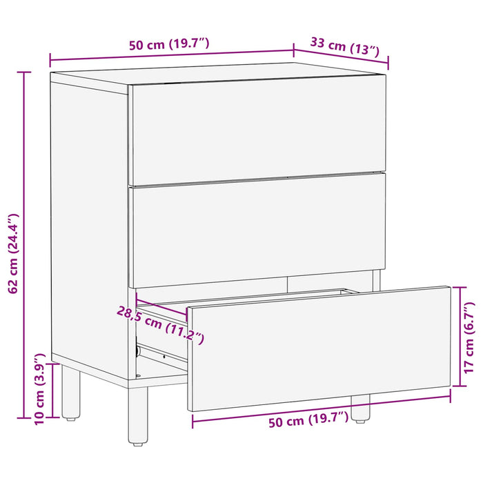 Dulap de noapte Alb 50 x 33 x 62 cm Lemn de mango solid - WALTI WALTI