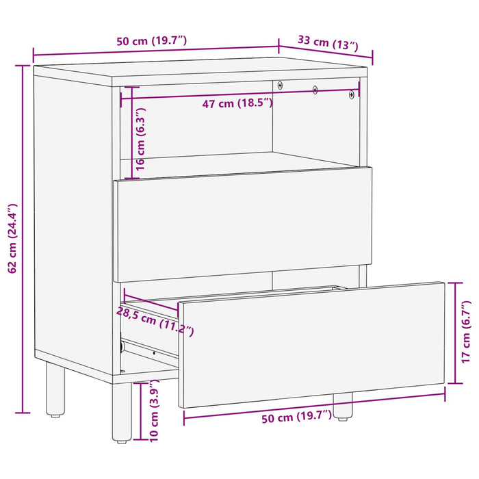 Dulap de noapte Alb 50 x 33 x 60 cm Lemn de mango solid - WALTI WALTI