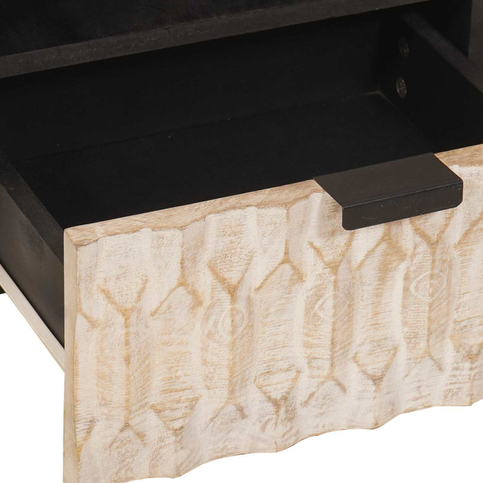 Masă de cafea cu sertar Alb 80 x 54 x 40 cm Lemn de mango solid - WALTI WALTI