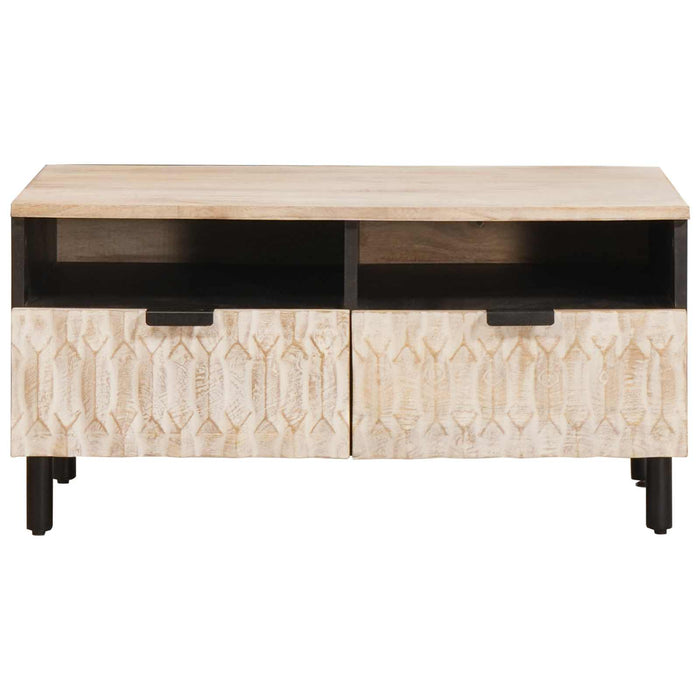Masă de cafea cu sertar Alb 80 x 54 x 40 cm Lemn de mango solid - WALTI WALTI