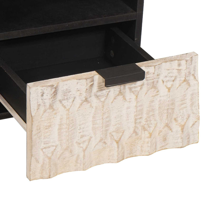 Cabinet TV cu sertar Finisaj Alb Spălat 100 x 33 x 46 cm - WALTI WALTI