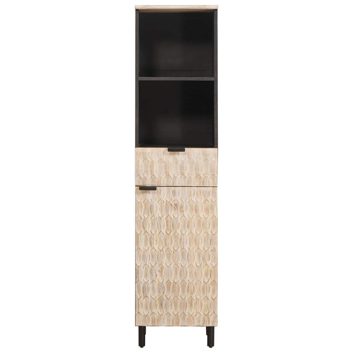 Dulap de Baie Negru și Alb 38 x 33 x 160 cm Lemn de mango solid - WALTI WALTI