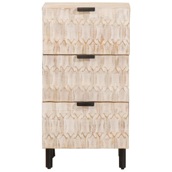 Bufet Finisaj Alb Spălat 40 x 33 x 75 cm Lemn de mango solid - WALTI WALTI