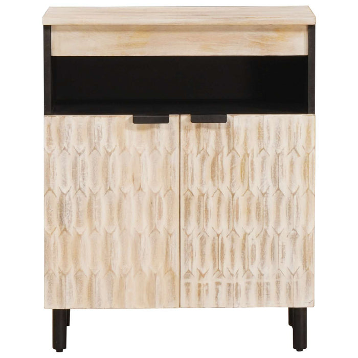 Bufet Finisaj Alb Spălat 60 x 33 x 75 cm Lemn de mango solid - WALTI WALTI