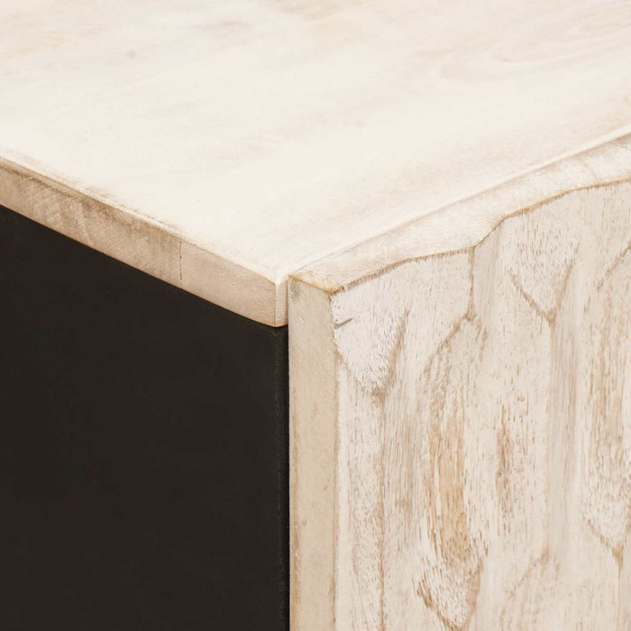 Bufet Finisaj Alb Spălat 60 x 33 x 75 cm Lemn de mango solid - WALTI WALTI