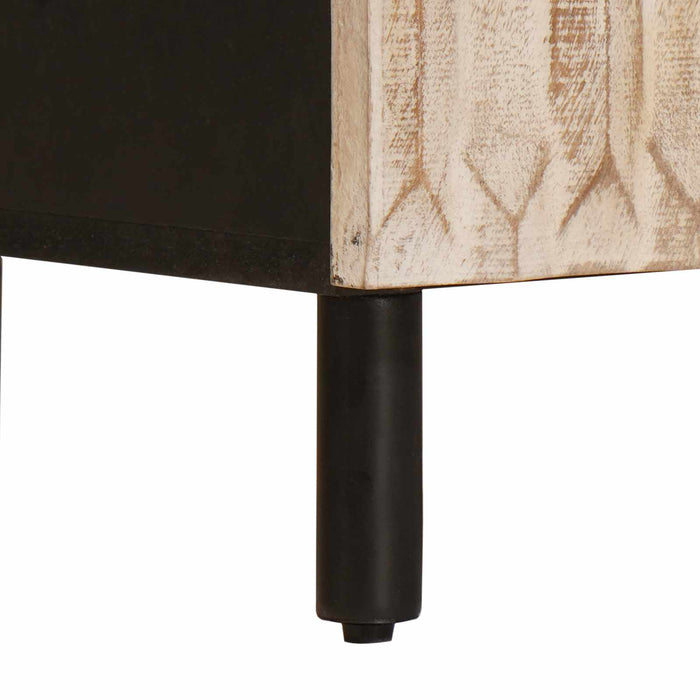 Bufet Finisaj Alb Spălat 60 x 33 x 75 cm Lemn de mango solid - WALTI WALTI