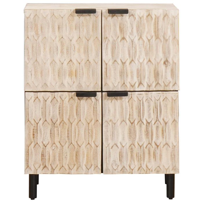 Bufet Finisaj Alb Spălat 60 x 33 x 75 cm Lemn de mango solid - WALTI WALTI