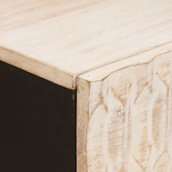Bufet Finisaj Alb Spălat 80 x 33 x 75 cm Lemn de mango solid - WALTI WALTI