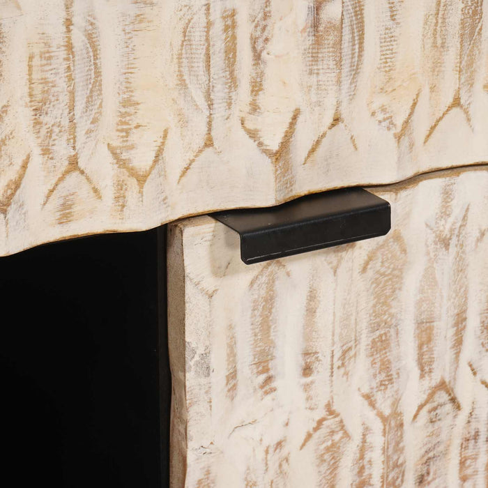 Bufet Finisaj Alb Spălat 80 x 33 x 75 cm Lemn de mango solid - WALTI WALTI