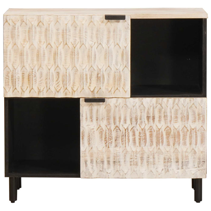 Bufet Finisaj Alb Spălat 80 x 33 x 75 cm Lemn de mango solid - WALTI WALTI
