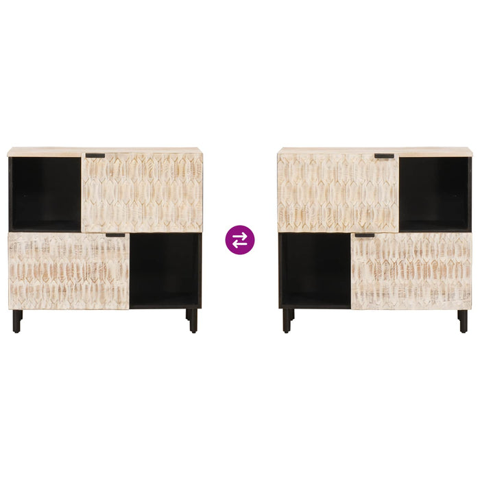 Bufet Finisaj Alb Spălat 80 x 33 x 75 cm Lemn de mango solid - WALTI WALTI