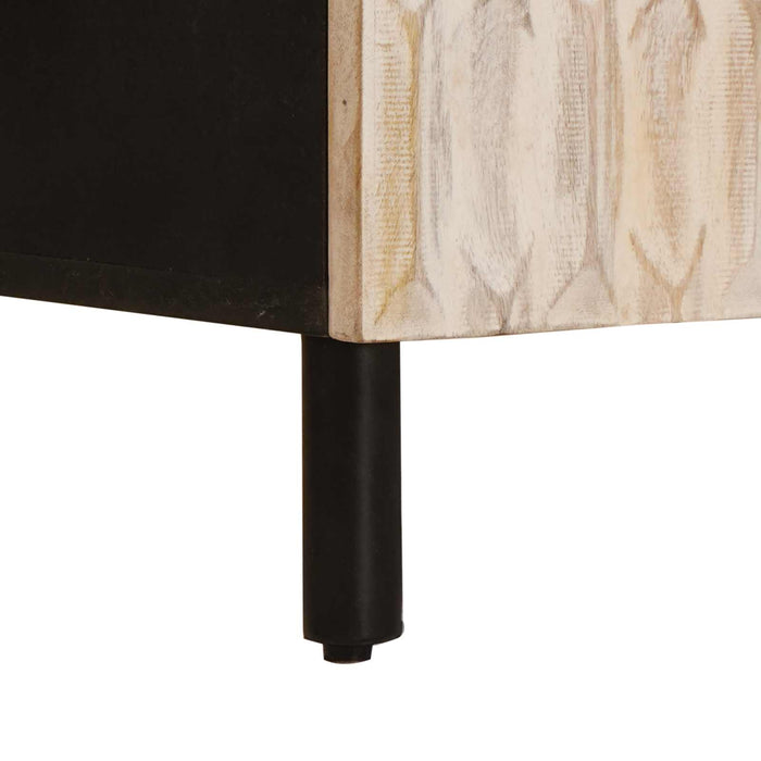 Bufet Finisaj Alb Spălat 90 x 33 x 75 cm Lemn de mango solid - WALTI WALTI