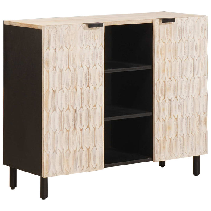 Bufet Finisaj Alb Spălat 90 x 33 x 75 cm Lemn de mango solid - WALTI WALTI