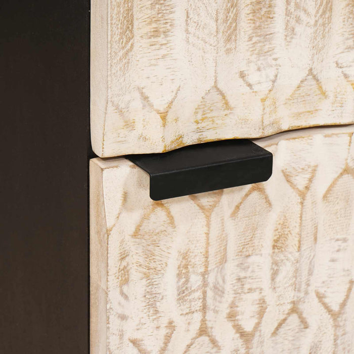Bufet Finisaj Alb Spălat 40 x 33 x 110 cm Lemn de mango solid - WALTI WALTI
