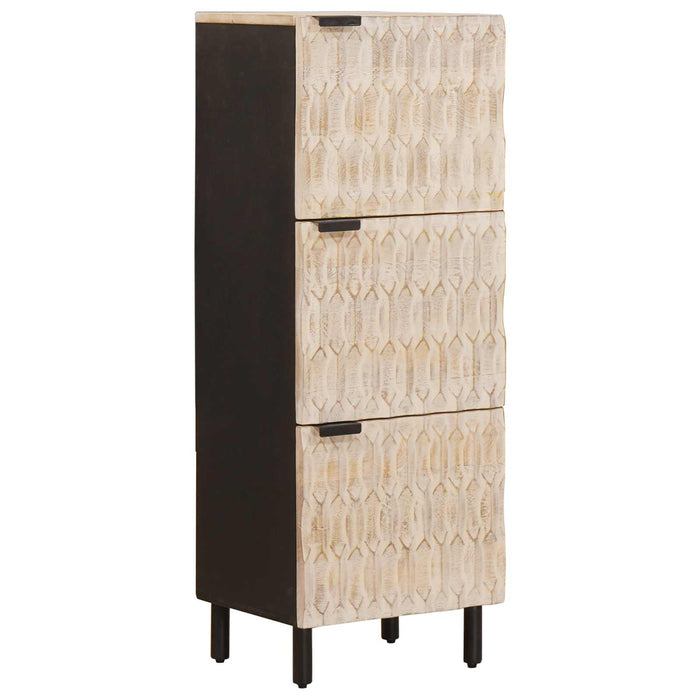 Bufet Finisaj Alb Spălat 40 x 33 x 110 cm Lemn de mango solid - WALTI WALTI