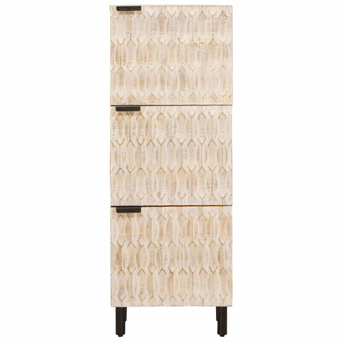 Bufet Finisaj Alb Spălat 40 x 33 x 110 cm Lemn de mango solid - WALTI WALTI