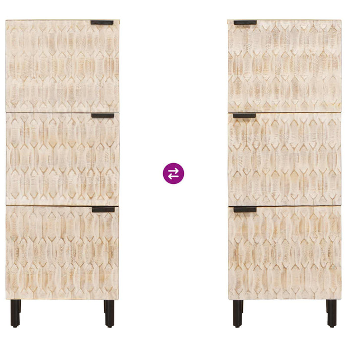 Bufet Finisaj Alb Spălat 40 x 33 x 110 cm Lemn de mango solid - WALTI WALTI