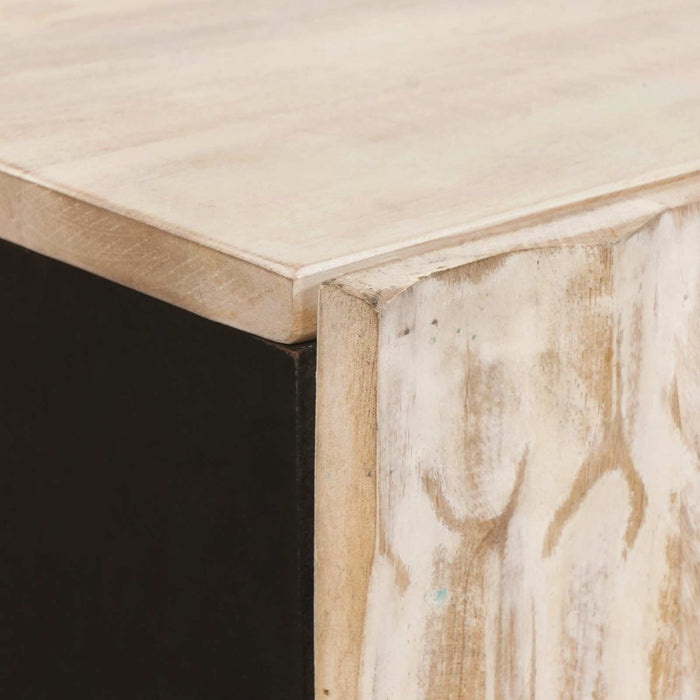 Bufet Finisaj Alb Spălat 60 x 33 x 100 cm Lemn de mango solid - WALTI WALTI