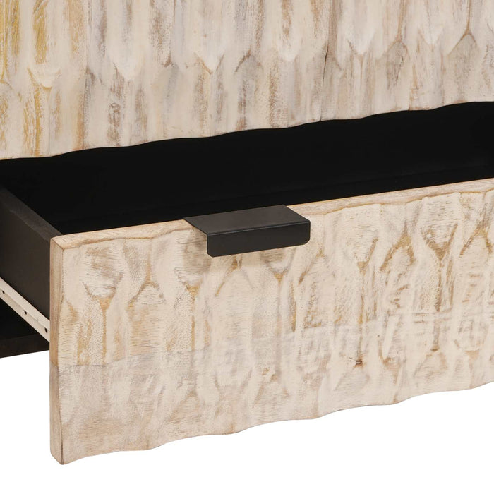 Bufet Finisaj Alb Spălat 60 x 33 x 100 cm Lemn de mango solid - WALTI WALTI
