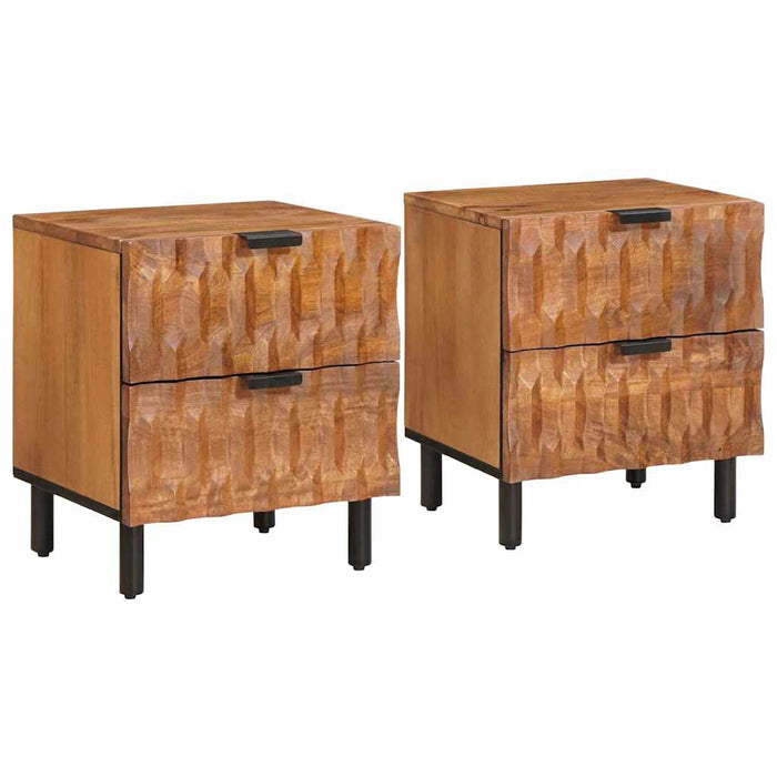 Dulap de noapte 2 pcs Maro 40 x 33 x 46 cm Lemn de mango solid - WALTI WALTI