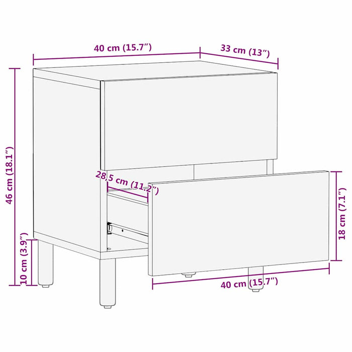Dulap de noapte 2 pcs Maro 40 x 33 x 46 cm Lemn de mango solid - WALTI WALTI