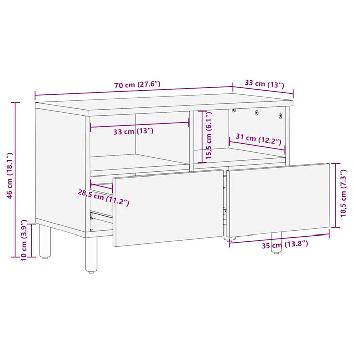 Cabinet TV cu sertar Finisaj Acacia Maro 70 x 33 x 46 cm - WALTI WALTI