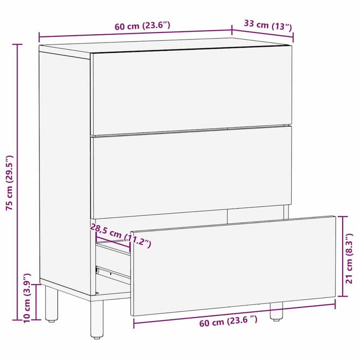 Bufet Finisaj Acacia Maro 60 x 33 x 75 cm Lemn de mango solid - WALTI WALTI