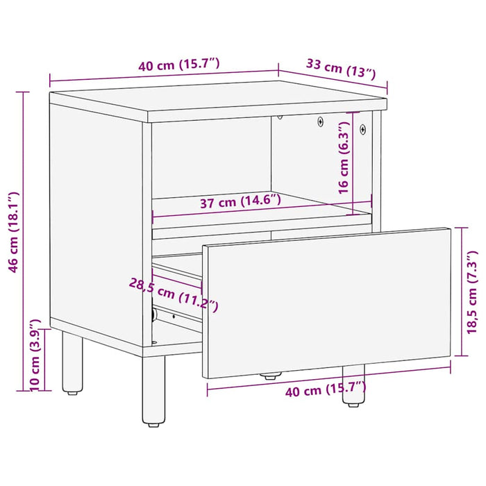 Dulap de noapte 2 pcs Maro 40 x 33 x 46 cm Lemn de mango solid - WALTI WALTI