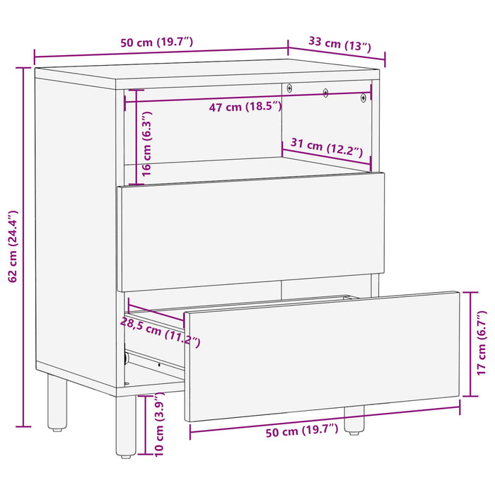 Dulap de noapte Maro 50 x 33 x 60 cm Lemn de mango solid - WALTI WALTI