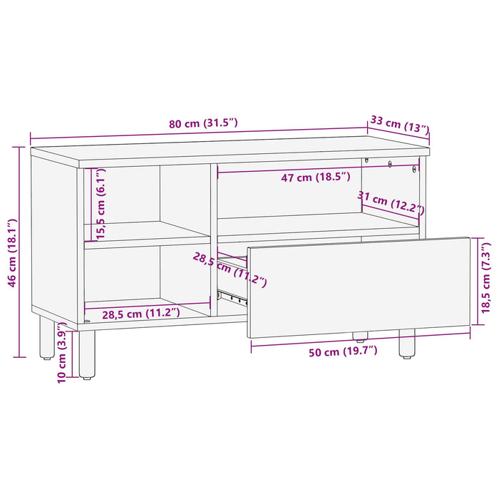 Cabinet TV cu sertar Finisaj Acacia Maro 80 x 33 x 46 cm - WALTI WALTI