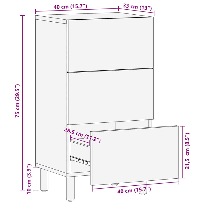 Bufet Finisaj Acacia Maro 40 x 33 x 75 cm Lemn de mango solid - WALTI WALTI