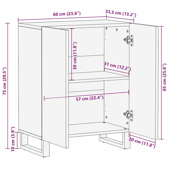 Bufet Alb 60 x 33.5 x 75 cm Lemn masiv de mango - WALTI WALTI