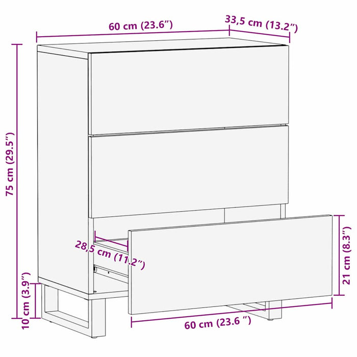 Bufet cu sertar Alb 60 x 33.5 x 75 cm Lemn masiv de mango - WALTI WALTI