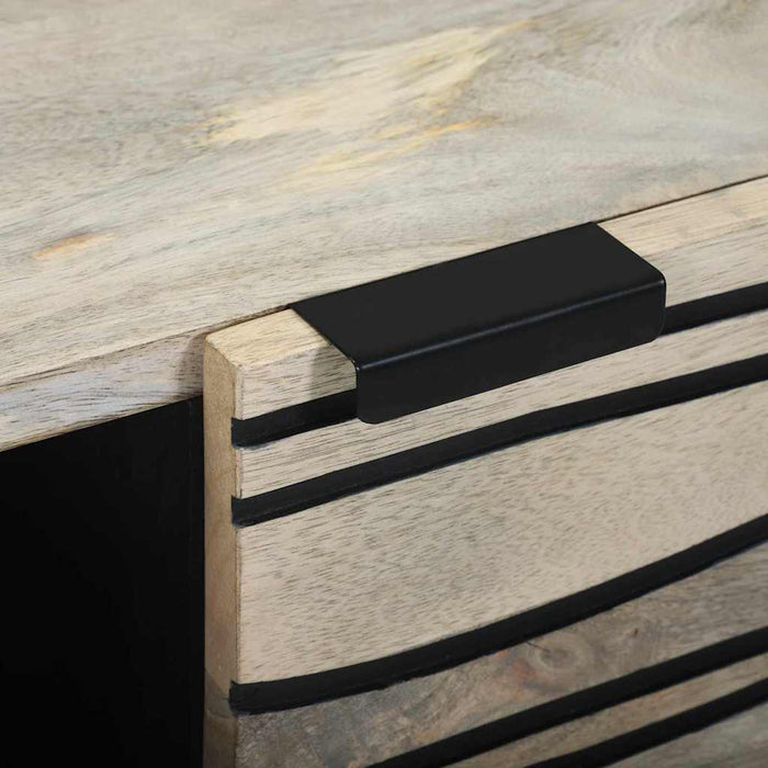 Masă de cafea Bej și negru 80 x 50 x 40 cm Lemn masiv de acacia - WALTI WALTI