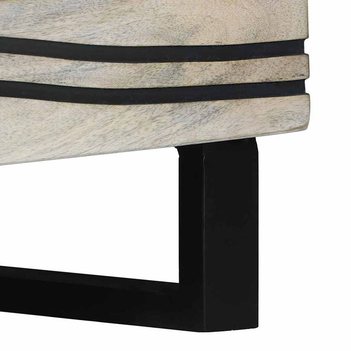 Masă de cafea Bej și negru 80 x 50 x 40 cm Lemn masiv de acacia - WALTI WALTI