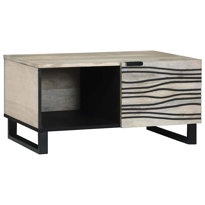 Masă de cafea Bej și negru 80 x 50 x 40 cm Lemn masiv de acacia - WALTI WALTI