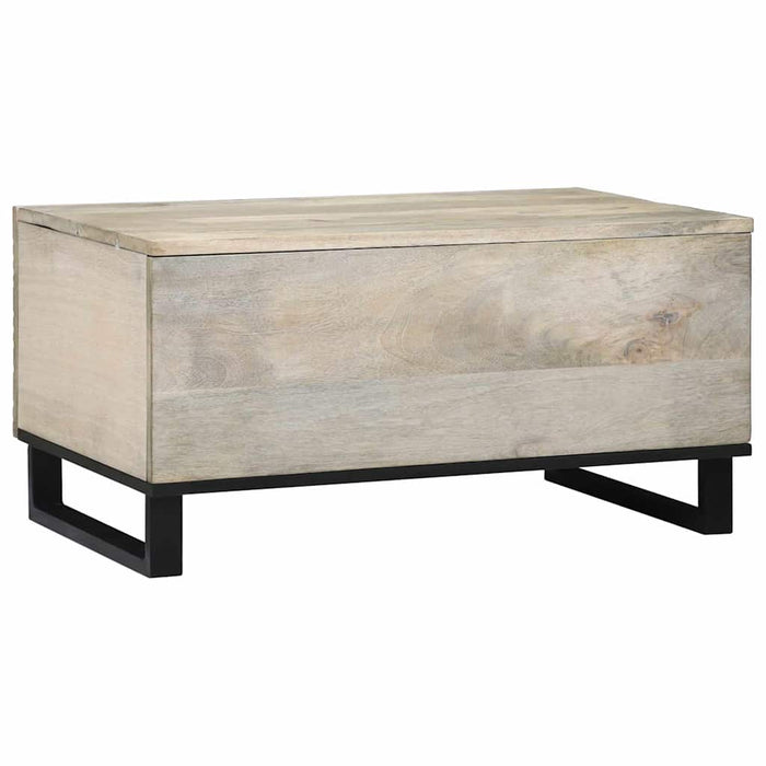 Masă de cafea Bej și negru 80 x 50 x 40 cm Lemn masiv de acacia - WALTI WALTI