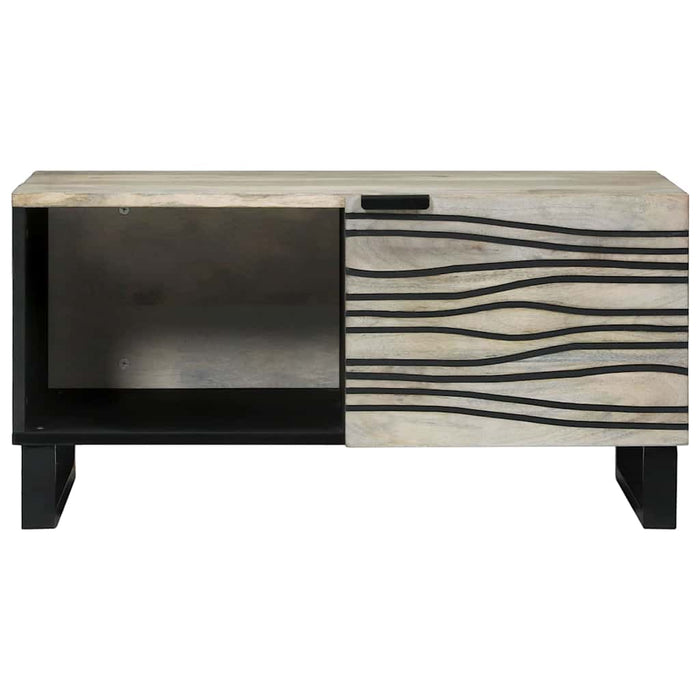 Masă de cafea Bej și negru 80 x 50 x 40 cm Lemn masiv de acacia - WALTI WALTI