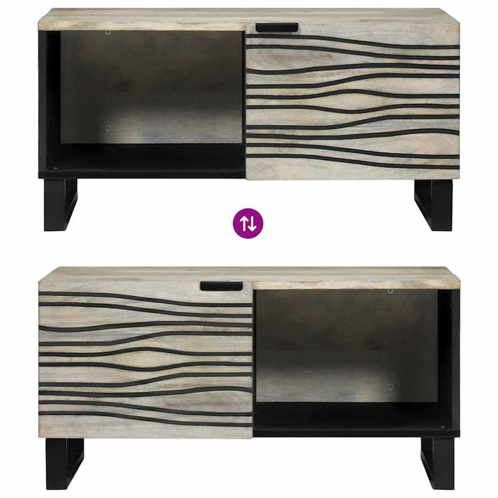 Masă de cafea Bej și negru 80 x 50 x 40 cm Lemn masiv de acacia - WALTI WALTI