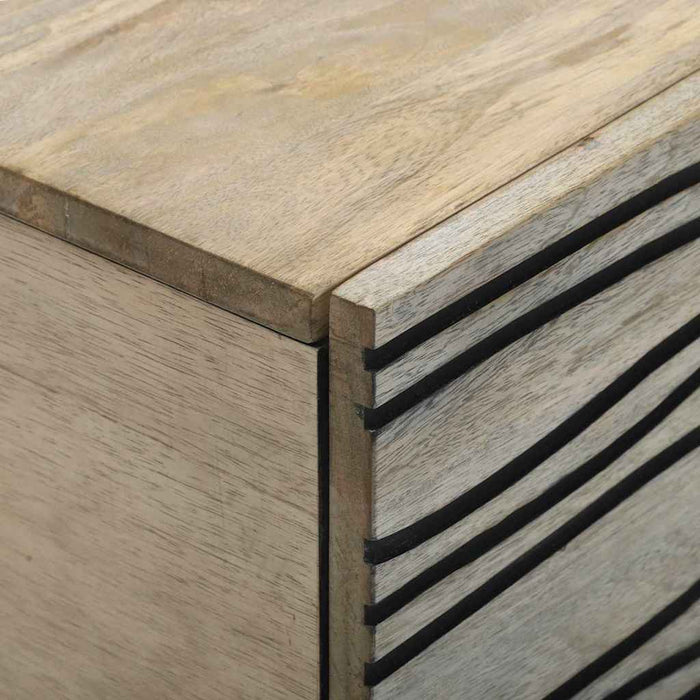 Masă de cafea Bej și negru 80 x 50 x 40 cm Lemn masiv de acacia - WALTI WALTI