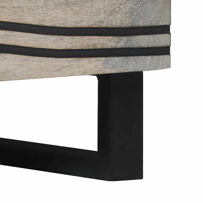 Masă de cafea Bej și negru 80 x 50 x 40 cm Lemn masiv de acacia - WALTI WALTI
