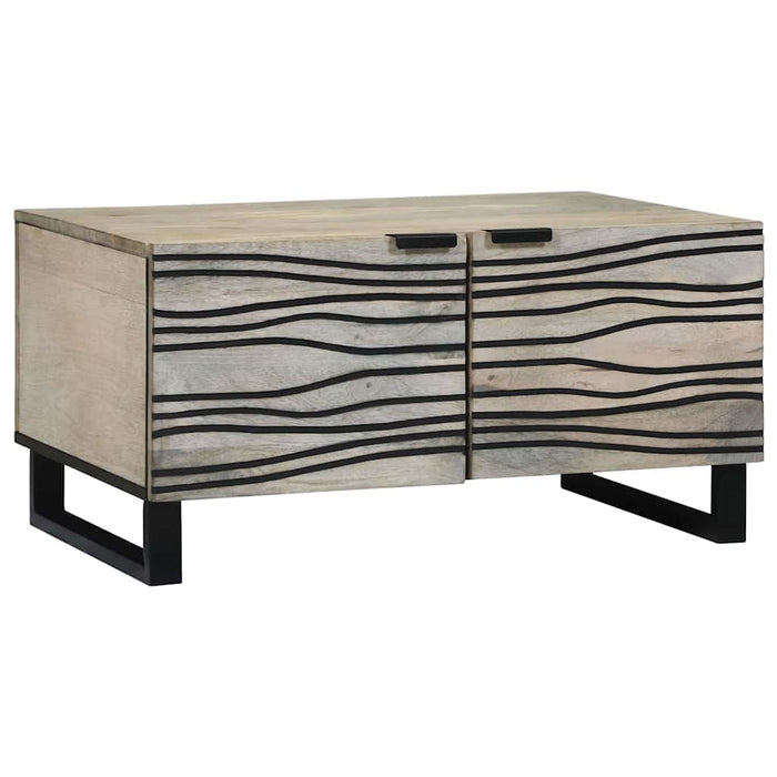 Masă de cafea Bej și negru 80 x 50 x 40 cm Lemn masiv de acacia - WALTI WALTI
