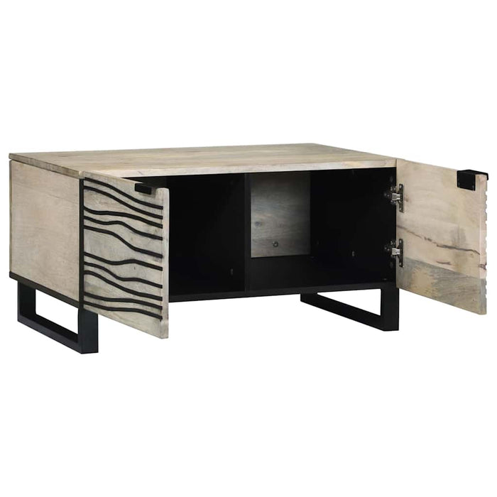 Masă de cafea Bej și negru 80 x 50 x 40 cm Lemn masiv de acacia - WALTI WALTI
